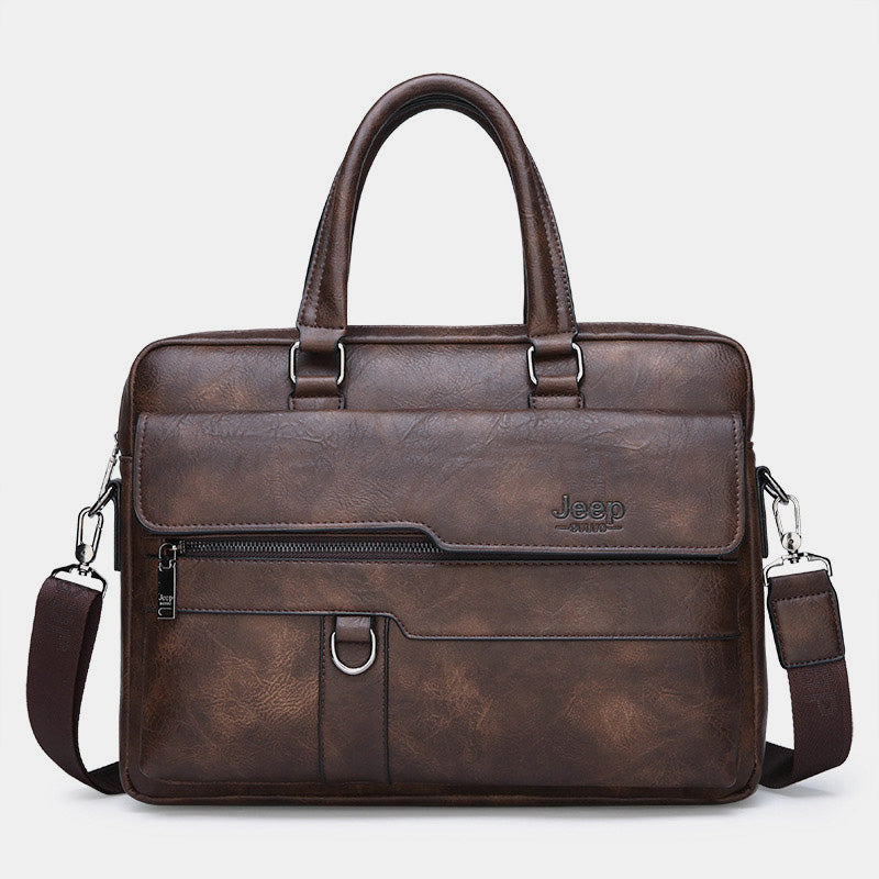 Lightweight PU Leather Messenger Bag – Slim Business Briefcase for Men