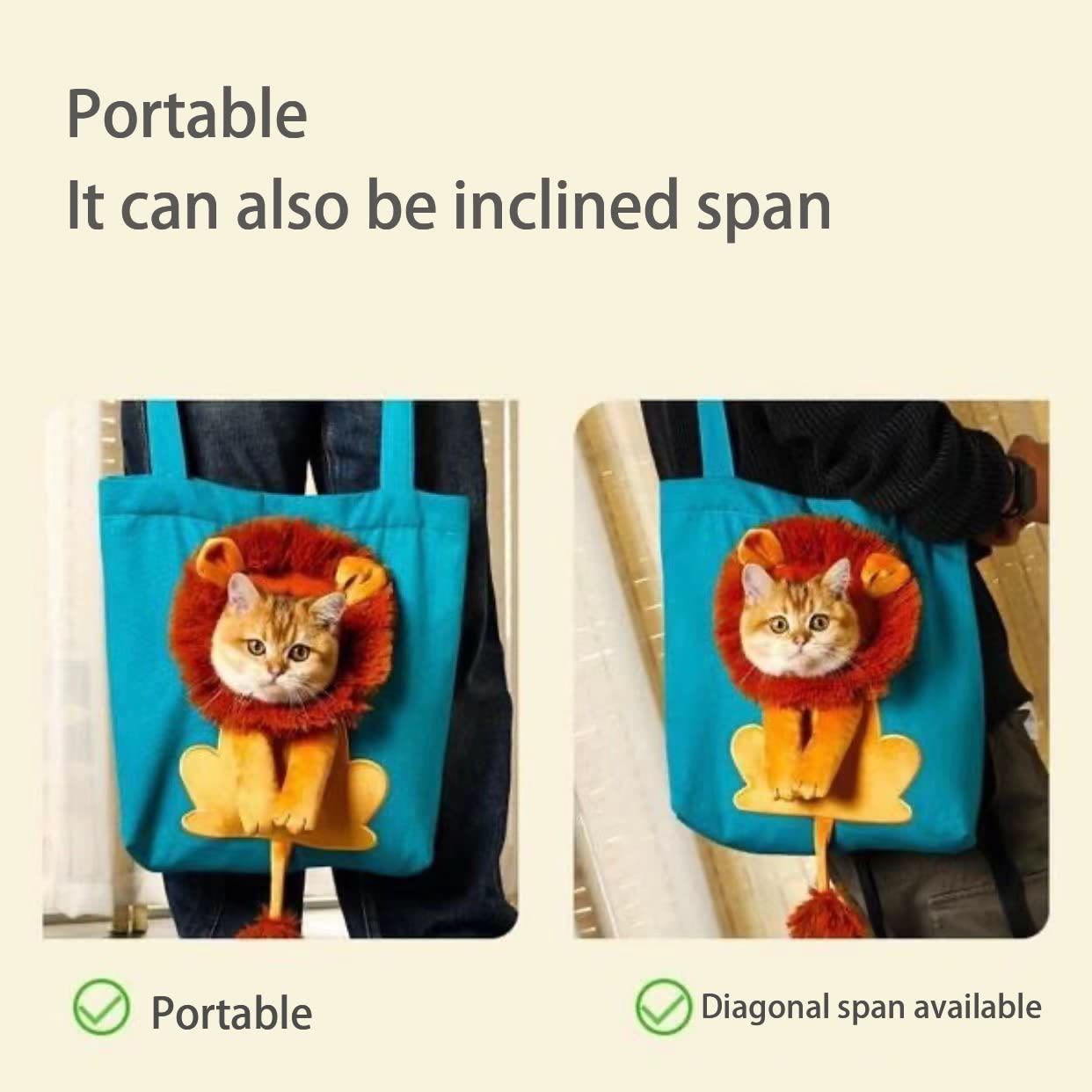 Pet Carrier for Small Animals - Travel Canvas Shoulder Bag with Cute Lion Design - VOTVO