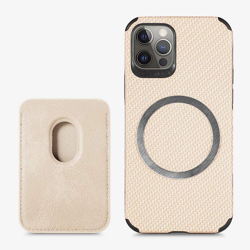 Magnetic Phone Wallet for iPhone – Fiber Texture Case with Card Holder