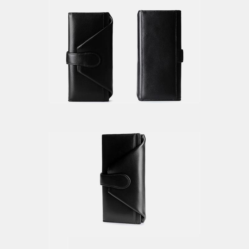 Portafoglio lungo retrò multi-slot in vera pelle – Portafoglio elegante per donna