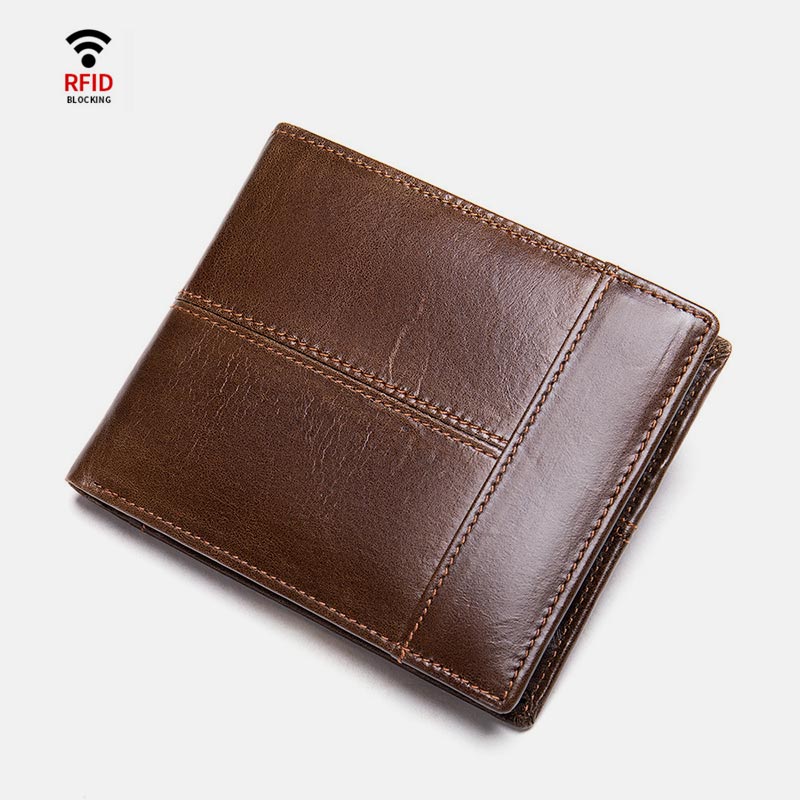 Retro Large Capacity RFID GenuineLeather Wallet