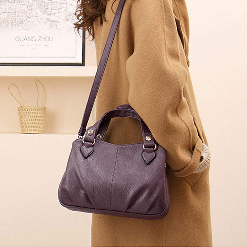 Borsa a tracolla da donna in pelle con triplo scomparto e manico superiore – Borsa a tracolla con tracolla regolabile