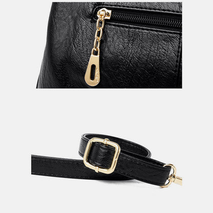 Borsa a tracolla da donna in pelle con triplo scomparto e manico superiore – Borsa a tracolla con tracolla regolabile