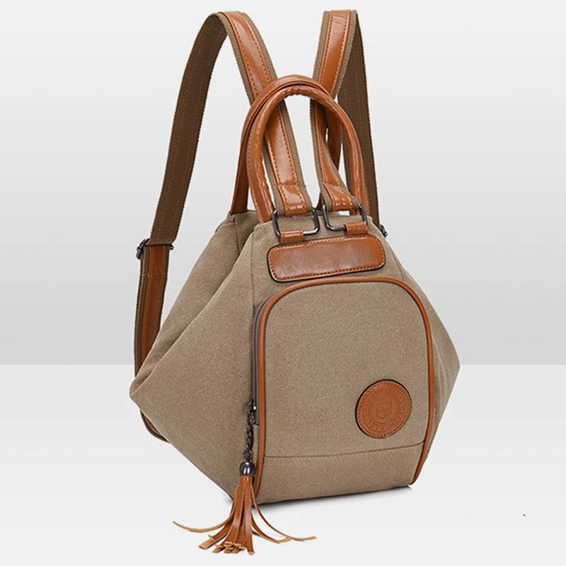 Multifunctional Women's Backpack with Tassel Decor – Durable Canvas Travel Daypack