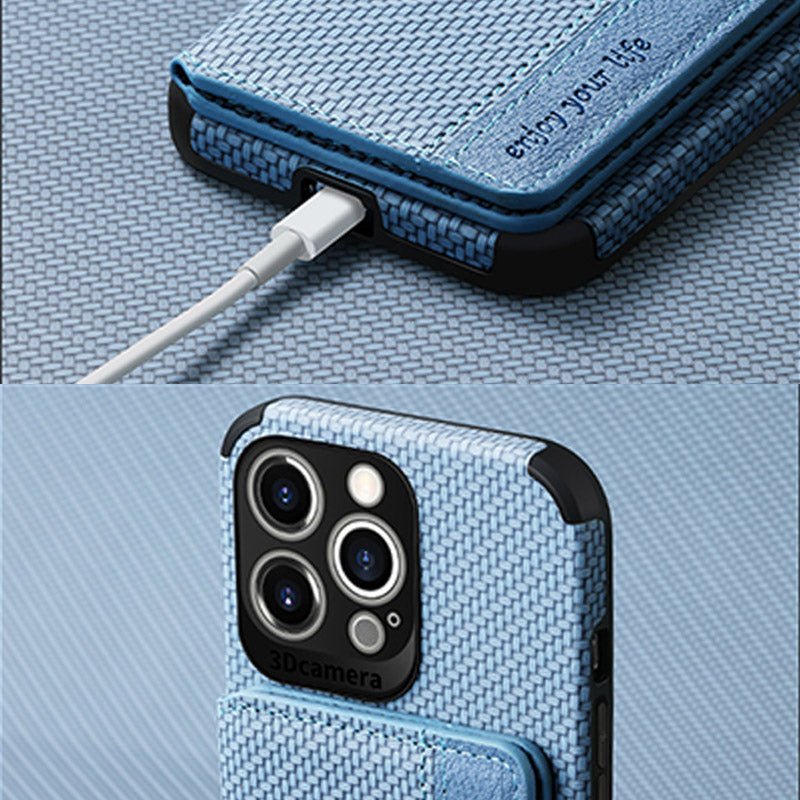 RFID Blocking Phone Case Wallet with Card Holder Kickstand for iPhone - VOTVO