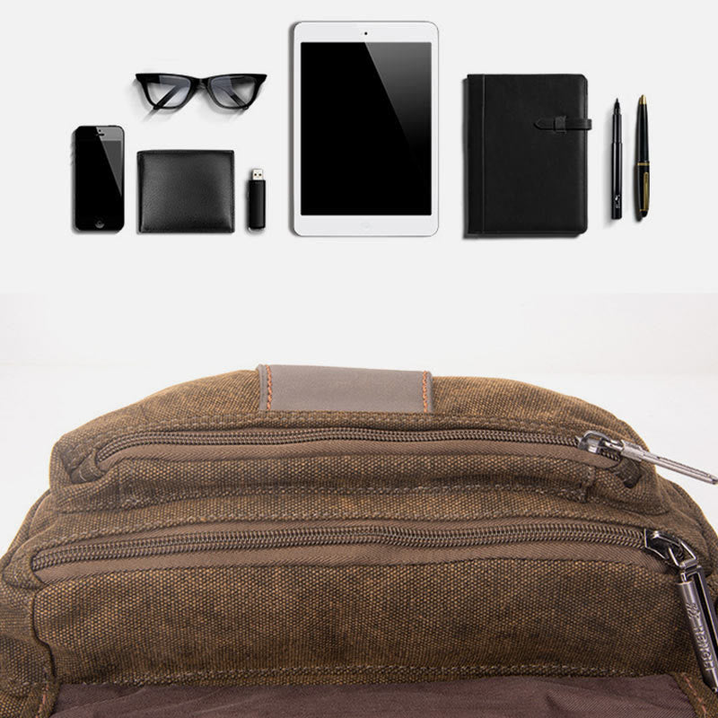 Retro Canvas Waist Pack for Men – Small Crossbody Crescent Moon Sling Bag