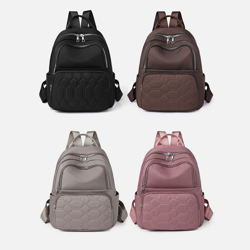 Quilted Nylon Backpack for Women – Stylish Solid Color Travel Daypack