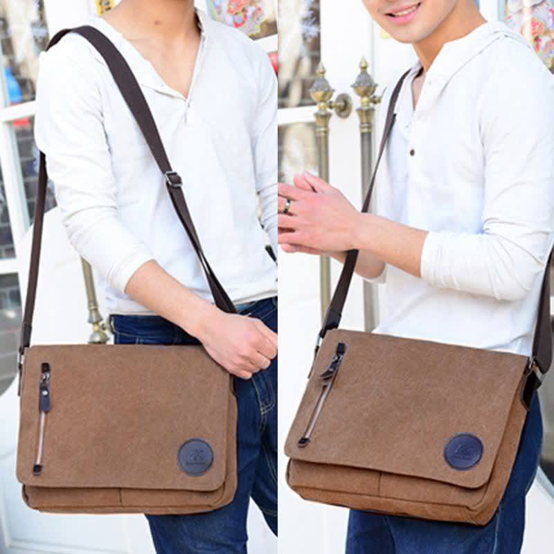 Canvas Messenger Bag for Men Travel Satchel Water Resistant Crossbody Bag