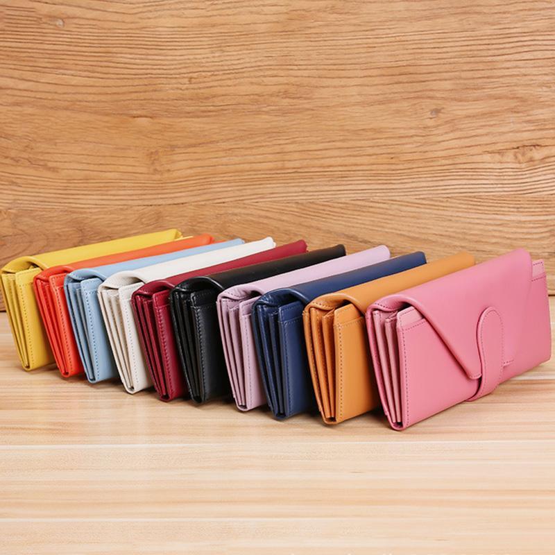Portafoglio lungo retrò multi-slot in vera pelle – Portafoglio elegante per donna