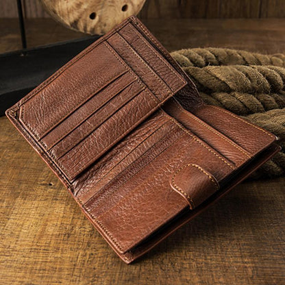 Premium Real Leather Large Capacity Vertical Wallet for Men – Slim, Durable & Stylish