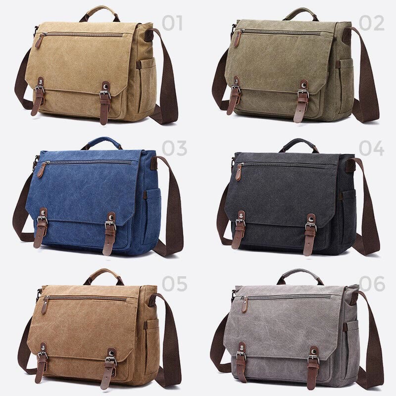 Messenger Bag for Men – Portable Large Capacity Canvas Business Briefcase