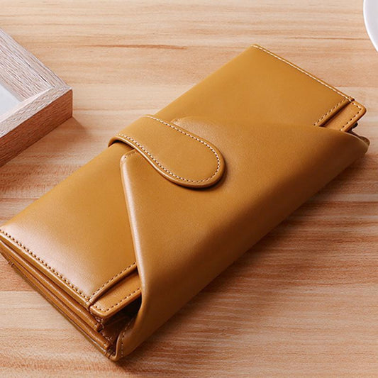 Retro Multi-Slot Genuine Leather Long Purse – Stylish Wallet for Women
