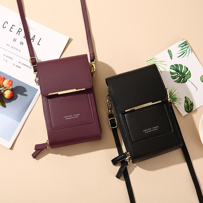 Lightweight Leather Phone Purse - Mini Crossbody Shoulder Bag & Cell Phone Pouch for Women