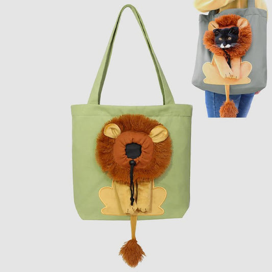 Pet Carrier for Small Animals - Travel Canvas Shoulder Bag with Cute Lion Design - VOTVO
