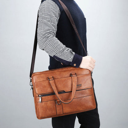 Lightweight PU Leather Messenger Bag – Slim Business Briefcase for Men