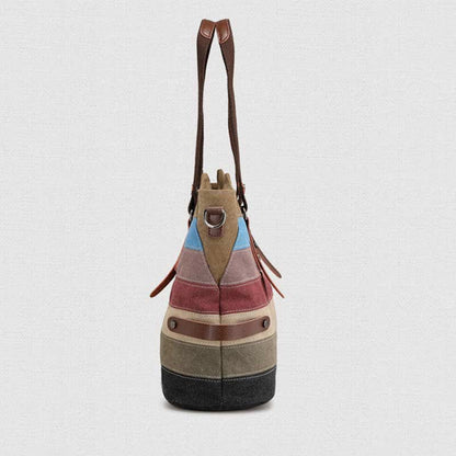 Multifunction Color Block Canvas Tote Bag | Hobo Shoulder Bag & Crossbody Purse - VOTVO
