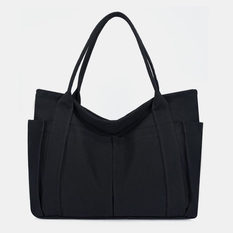 Minimalist Large Capacity Tote Bag for Women – Canvas Shoulder Bag with Zipper Closure