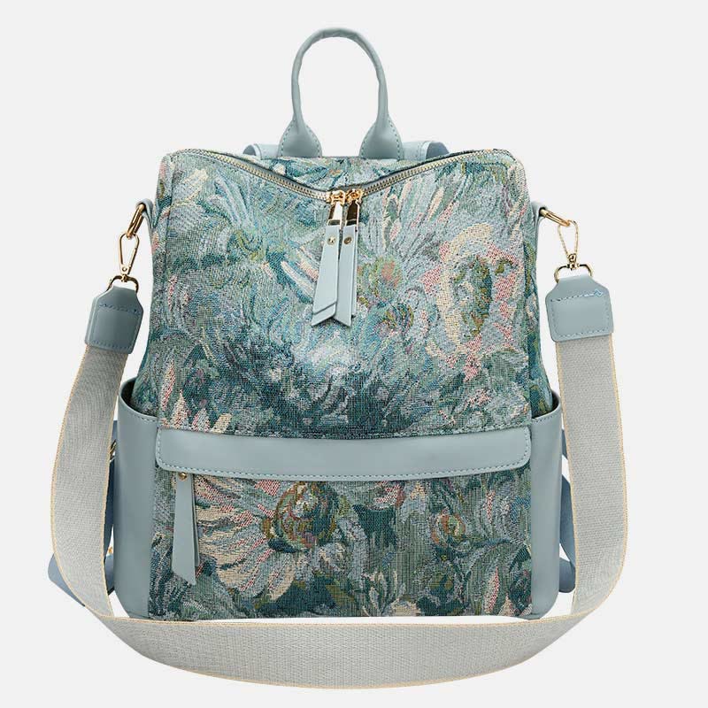 Oil Painting Canvas Backpack – Retro Houndstooth Large Student Daypack for Women, Stylish and Practica - VOTVO