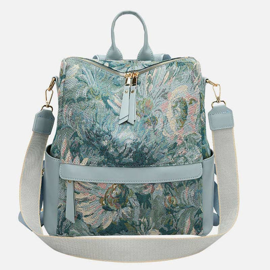 Oil Painting Canvas Backpack – Retro Houndstooth Large Student Daypack for Women, Stylish and Practica - VOTVO