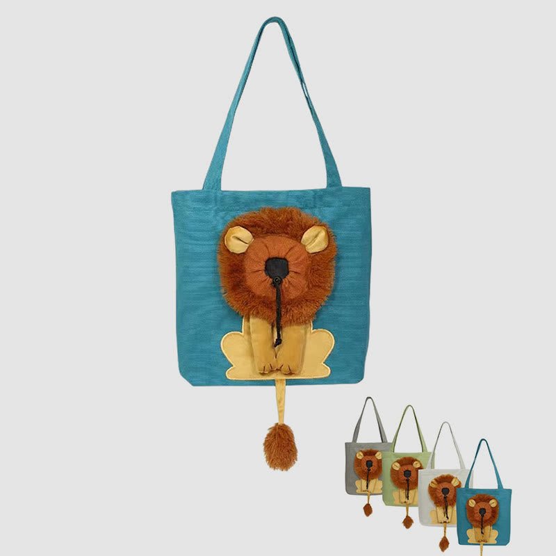 Pet Carrier for Small Animals - Travel Canvas Shoulder Bag with Cute Lion Design - VOTVO