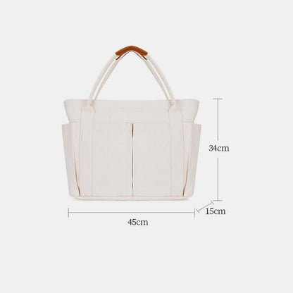 Minimalist Large Capacity Tote Bag for Women – Canvas Shoulder Bag with Zipper Closure