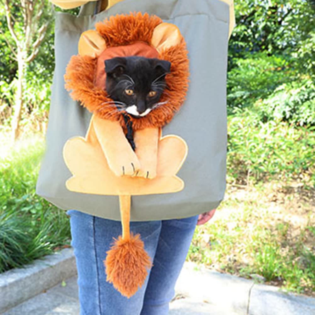 Pet Carrier for Small Animals - Travel Canvas Shoulder Bag with Cute Lion Design - VOTVO
