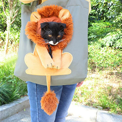 Pet Carrier for Small Animals - Travel Canvas Shoulder Bag with Cute Lion Design - VOTVO