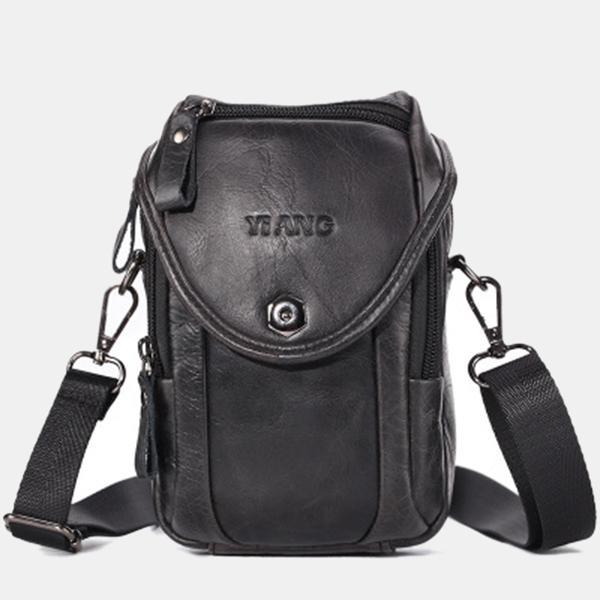 Men's Genuine Leather Phone Purse – Crossbody & Waist Bag for Daily Use
