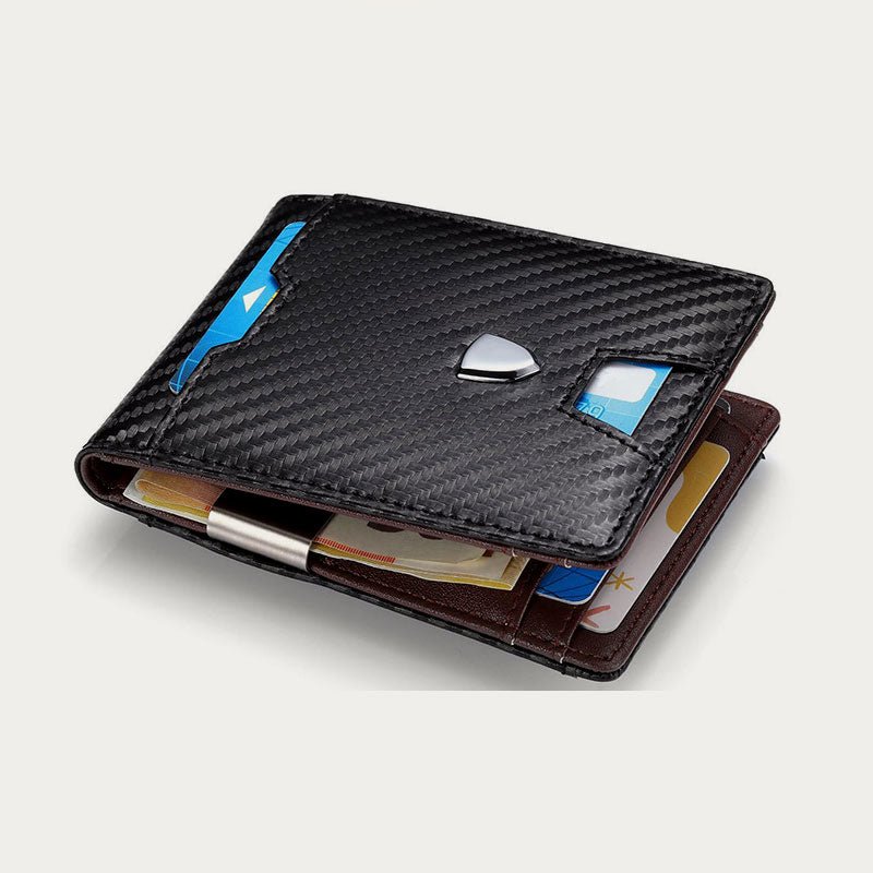 Minimalist Multi - Slot Bifold Card Holder RFID Blocking Wallet with Cash Clip - VOTVO