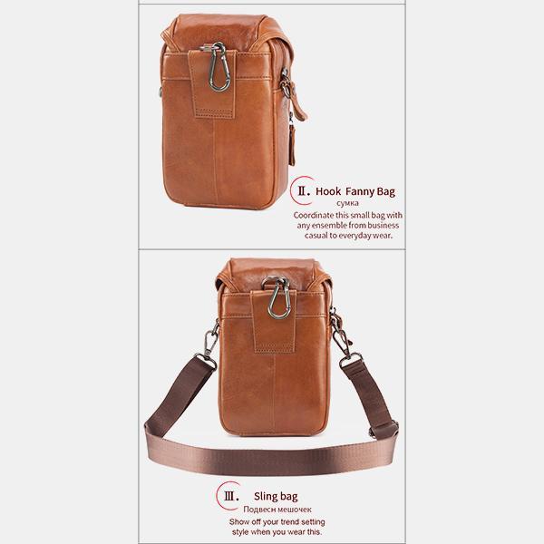 Men's Genuine Leather Phone Purse – Crossbody & Waist Bag for Daily Use