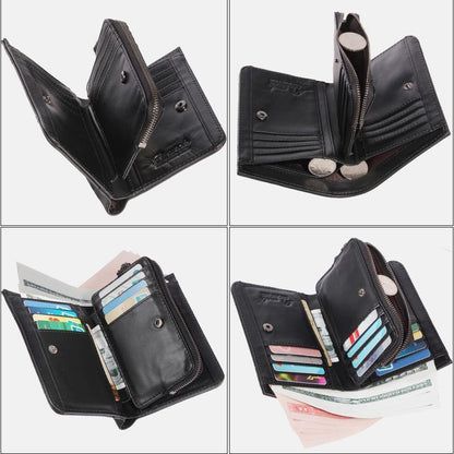 Portafoglio bifold RFID di grande capacità per uomo - Retro in vera pelle con 20 scomparti per carte e tasche con cerniera