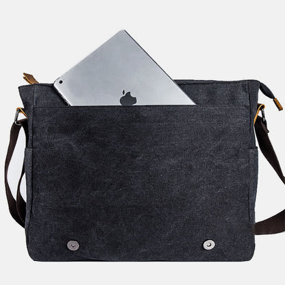 Men's Canvas Messenger Bag – Retro Shoulder Crossbody Backpack with Genuine Leather Accents
