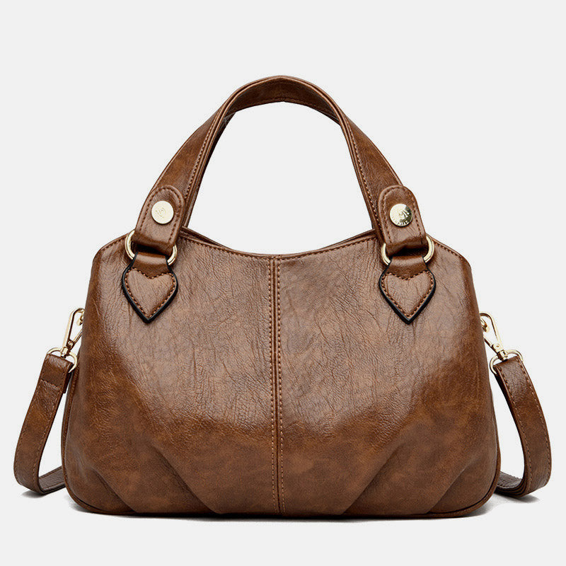 Borsa a tracolla da donna in pelle con triplo scomparto e manico superiore – Borsa a tracolla con tracolla regolabile