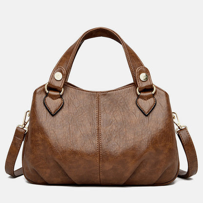 Borsa a tracolla da donna in pelle con triplo scomparto e manico superiore – Borsa a tracolla con tracolla regolabile