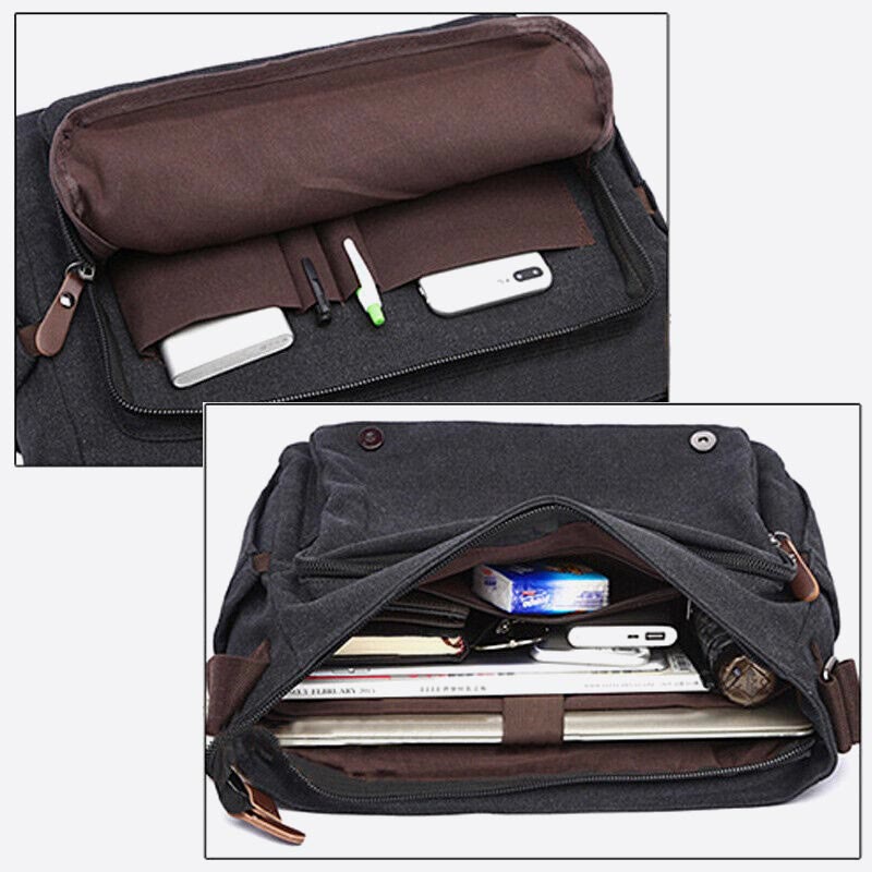 Messenger Bag for Men – Portable Large Capacity Canvas Business Briefcase