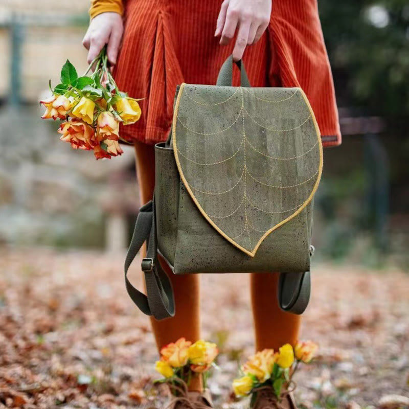 Leaf Pattern Stylish Backpack for Women – Durable Canvas Bag for Daily Use & Travel