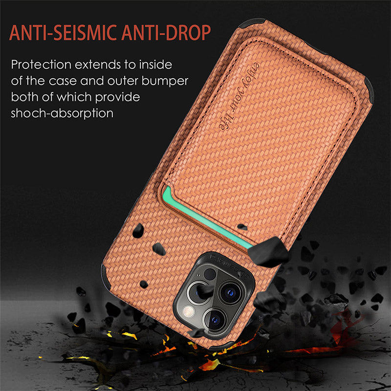Magnetic Phone Wallet for iPhone – Fiber Texture Case with Card Holder