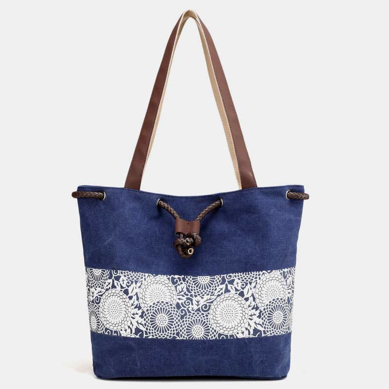 Shoulder Bag for Women – Casual Large Capacity Printed Canvas Shopping Handbag
