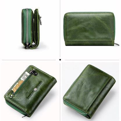 Genuine Leather Two Fold Multi-function Short Wallet