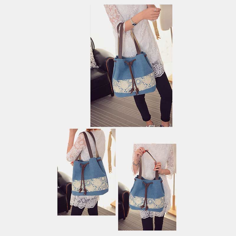 Shoulder Bag for Women – Casual Large Capacity Printed Canvas Shopping Handbag