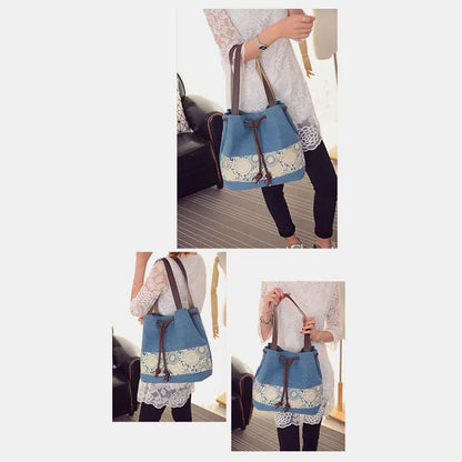 Shoulder Bag for Women – Casual Large Capacity Printed Canvas Shopping Handbag