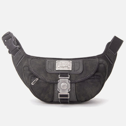 Retro Canvas Waist Pack for Men – Small Crossbody Crescent Moon Sling Bag