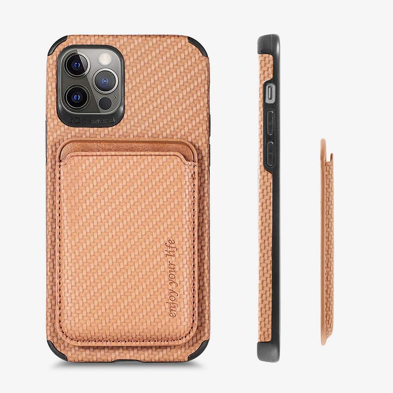 Magnetic Phone Wallet for iPhone – Fiber Texture Case with Card Holder