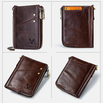 RFID Anti - theft Genuine Leather Multi - slot Bifold Wallet for Men - Stylish Business Wallet - VOTVO