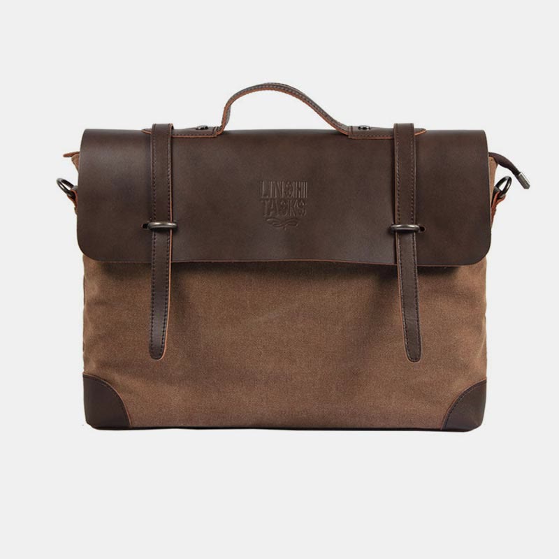 Messenger Bag for Men – Canvas Vintage Crossbody Handbag with Crazy Horse Leather, Casual Business Document Bag - VOTVO