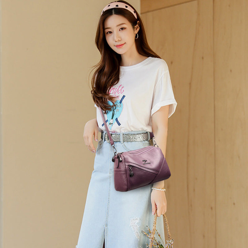 Retro Medium Sling Shoulder Bag for Women – Soft PU Leather Crossbody Handbag