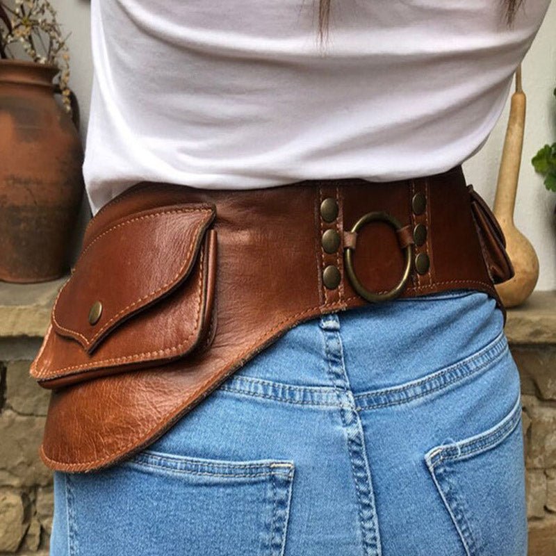 Medieval Unisex Boho Leather Utility Belt Bag - Waist Bag & Phone Pouch - VOTVO