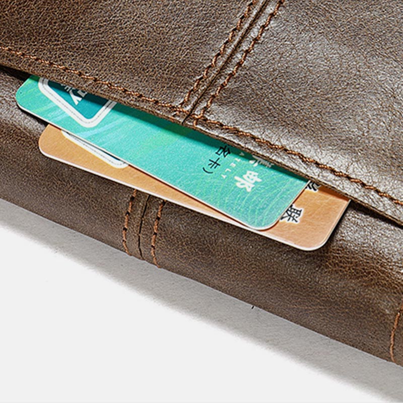 Retro Large Capacity RFID GenuineLeather Wallet