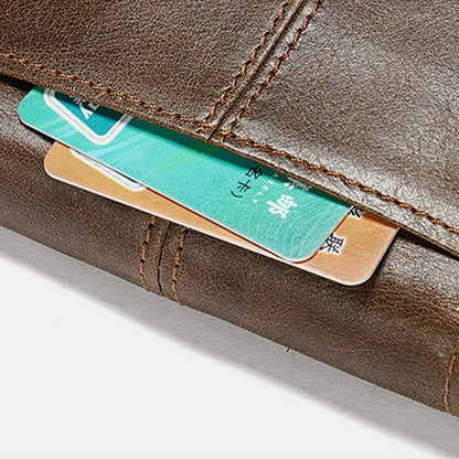 Retro Large Capacity RFID GenuineLeather Wallet