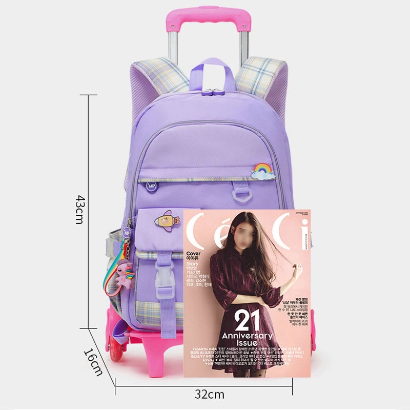 School Backpack for Kids – Cute Pattern Rolling Backpack with Adjustable Straps